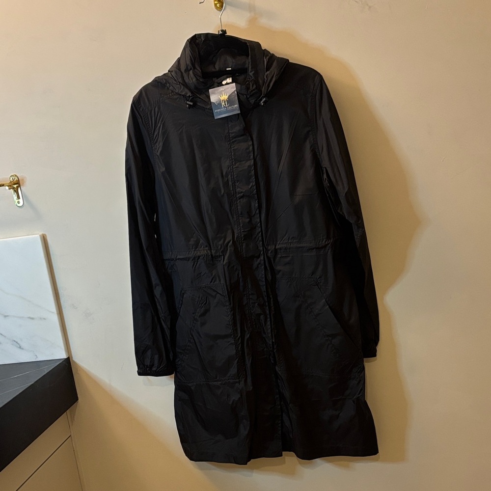 Black Hooded Raincoat